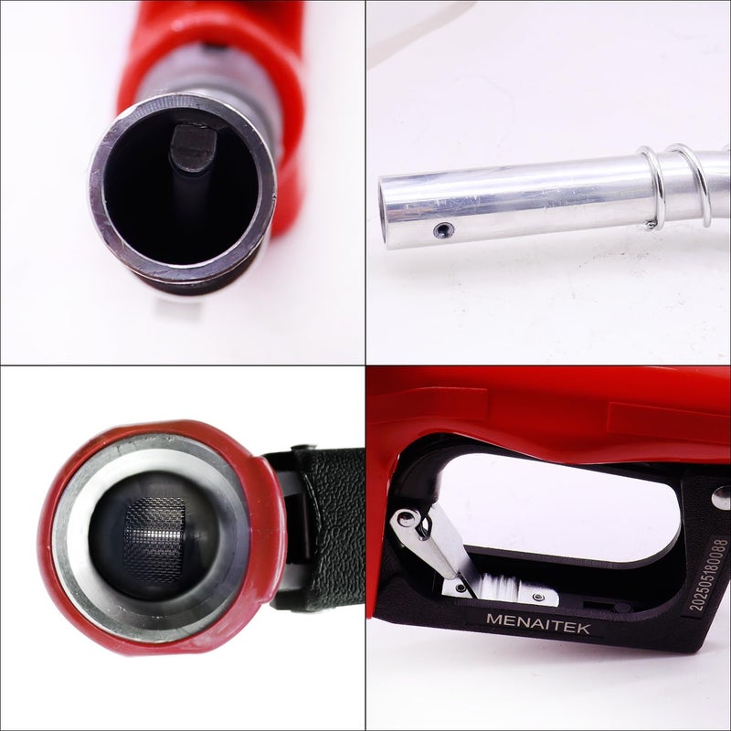 MENAITEK 3/4" Red NPT Fuel Transfer Nozzle Kit - Auto Shut Off Fuel Nozzle W/Fuel Hose Swivel, 16 GPM High Flow, 360° Swivel, 13/16 in Spout w/ 3-Gear Padlock (Diesel, Gasoline, Kerosene) - Image 5